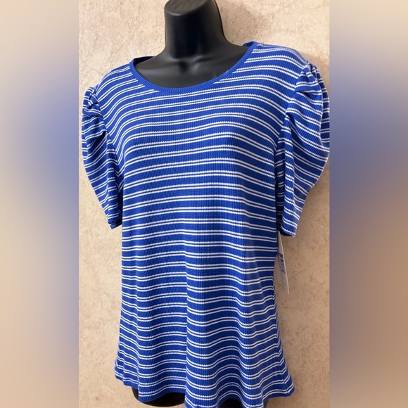 Cyrus Short Sleeve Striped Ribbed Shirt #8904 - Picture 1 of 4